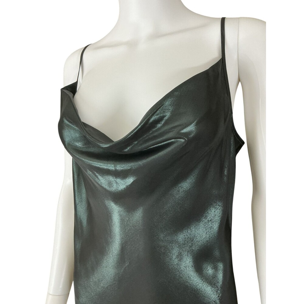 AllSaints Hadley Metallic Cowl Neck Slip Dress sz 10 Iridescent Satin Old Money - Picture 5 of 13